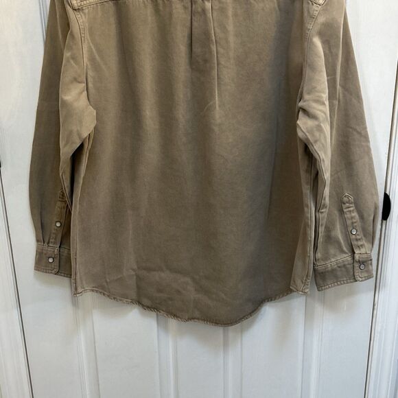 NWT WILD FABLE Snap Front Long Sleeve Shirt Jacket, Brown Wash Size Large - Picture 11 of 16